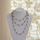Süßwasser Zuchtperlen Kette Perlen Ø 6 - 7 mm mehrfarbig weiss apricot grau schwarz / 160 cm